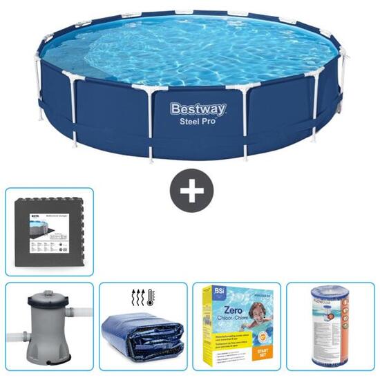 Piscine Ronde Steel Pro - 396x84 cm + Accessoires CB18