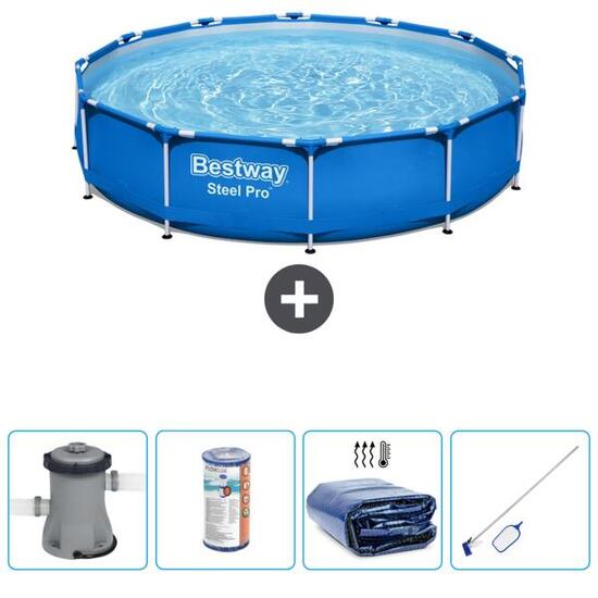Piscine Ronde Steel Pro - 366x76 cm + Accessoires CB54