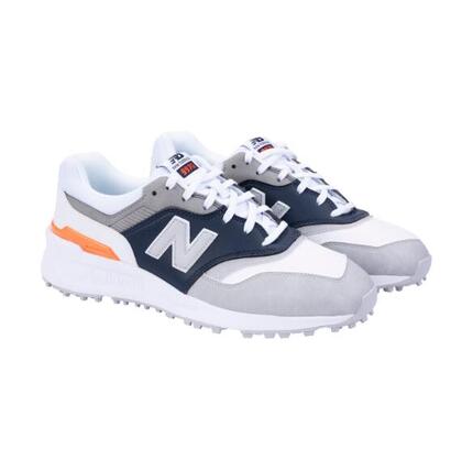 New Balance G 997 SL, Zapatos de Golf Hombre, Blanco/Navy/Naranja