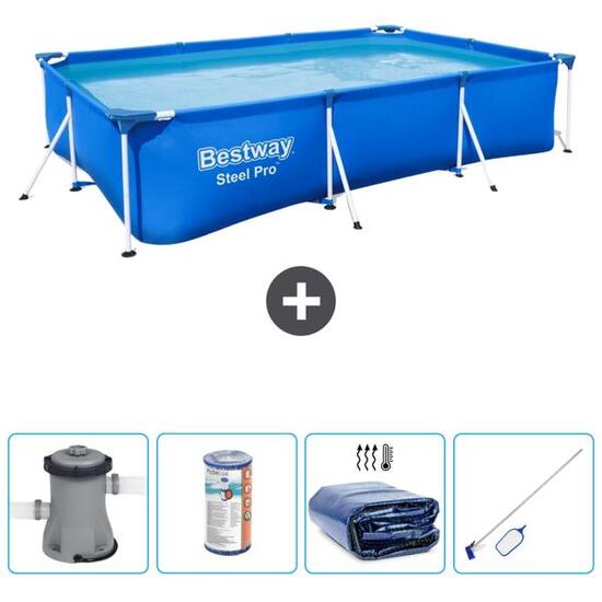 Piscine Rectangulaire Steel Pro - 300x201x66 cm + Accessoires CB54
