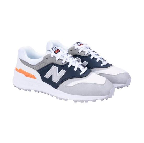 New Balance G 997 SL, Zapatos de Golf Hombre, Blanco/Navy/Naranja