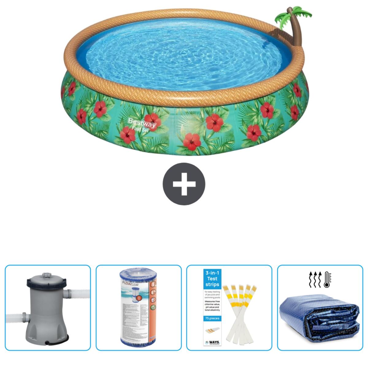 Piscine Gonflable Ronde Fast Set - 457x84 cm + Accessoires CB50 1/6