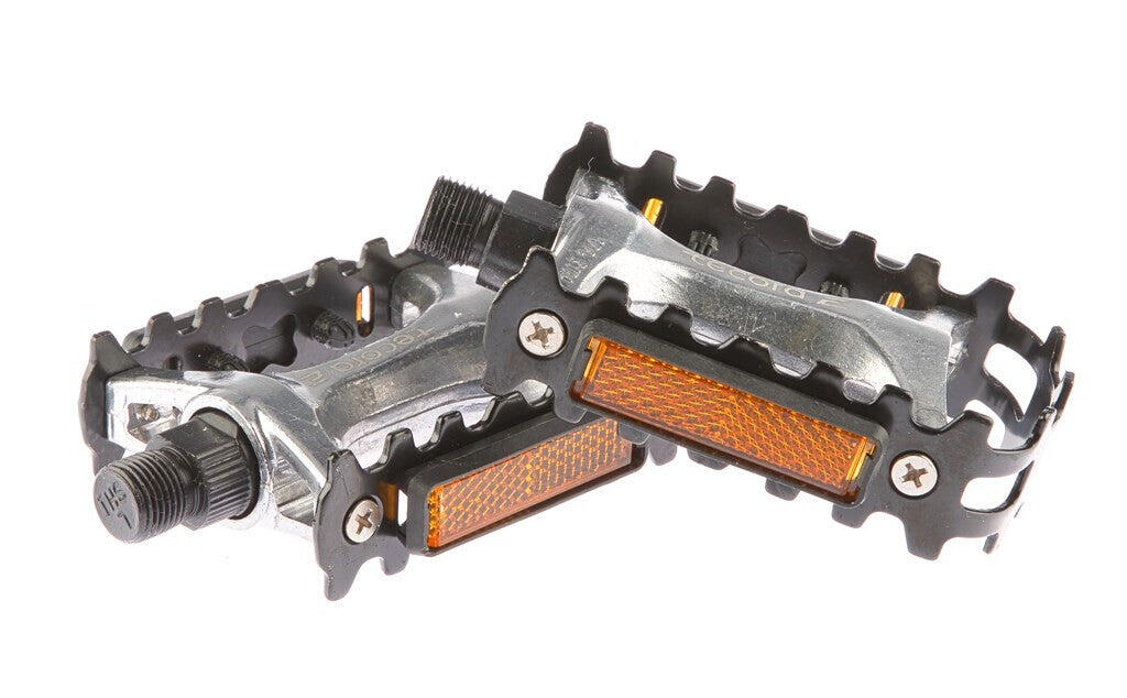 TECORA Aluminium platformpedalen 9/16 inch MTB zilver met antislip profiel