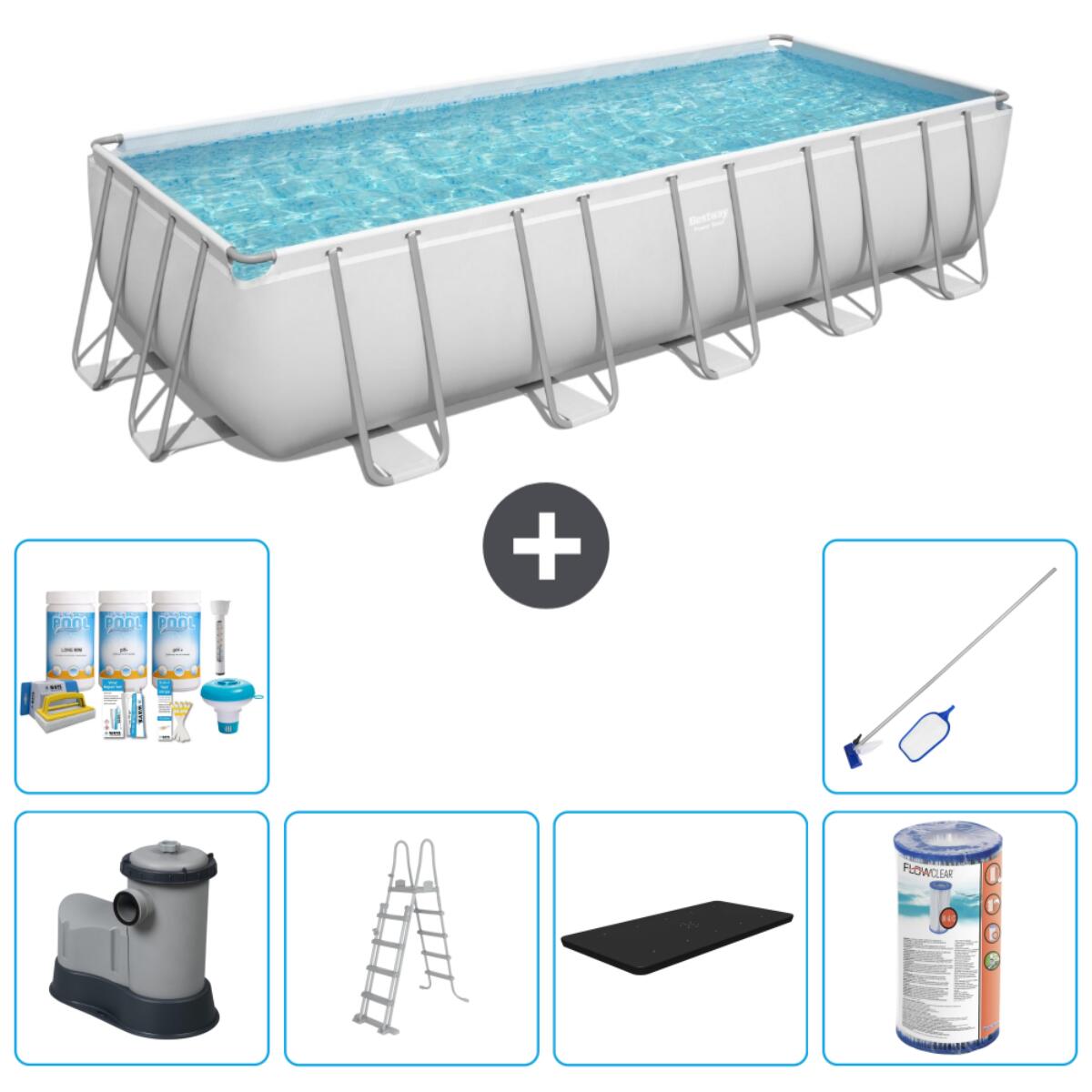 Bestway - Piscine Rectangulaire Power Steel - 640x274x132 Cm + Accessoires Cb32 - Piscine - Gris - Taille Unique - Decathlon