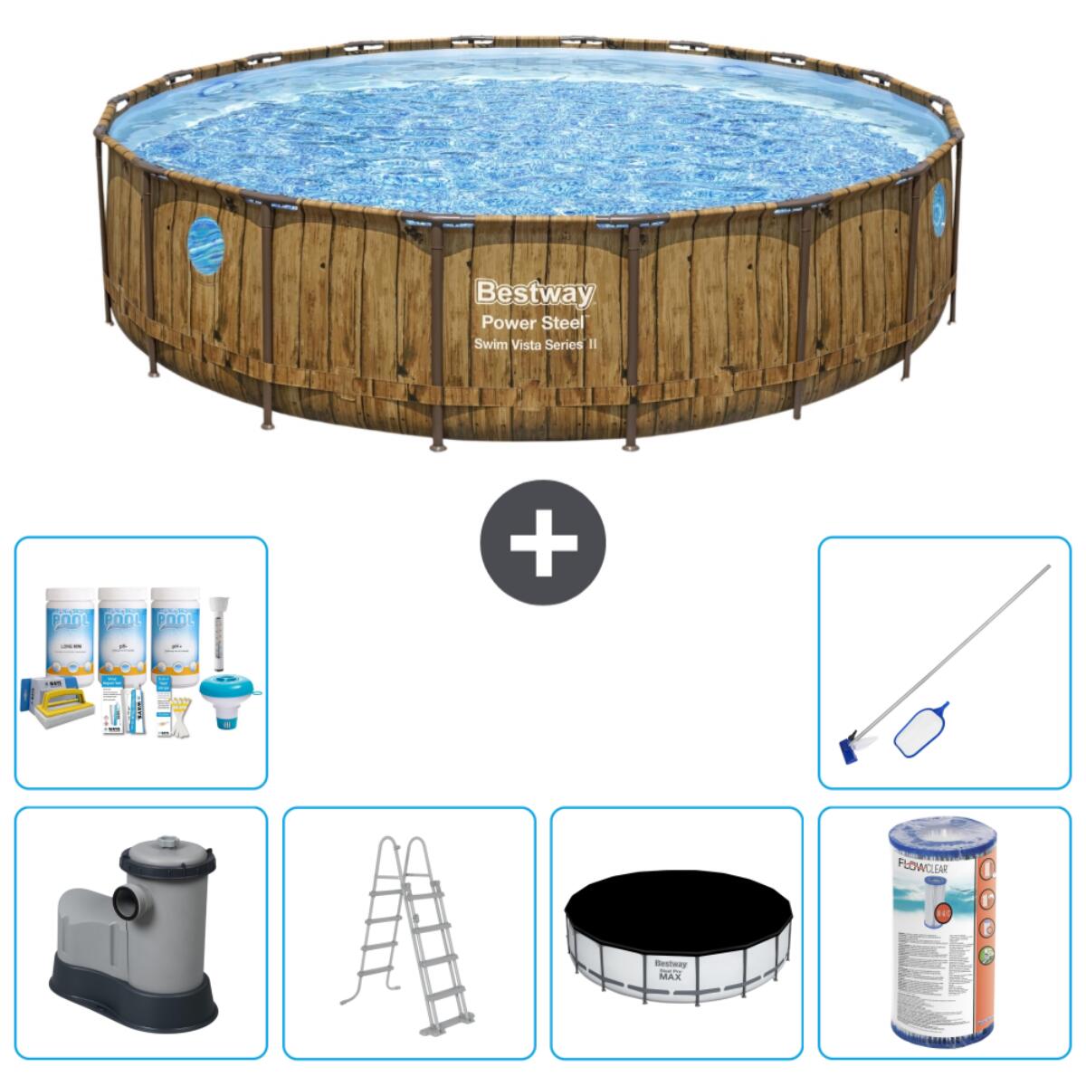 Bestway - Piscine Ronde Power Steel - 549x122 Cm + Accessoires Cb32 - Piscine - Marron - Taille Unique - Decathlon