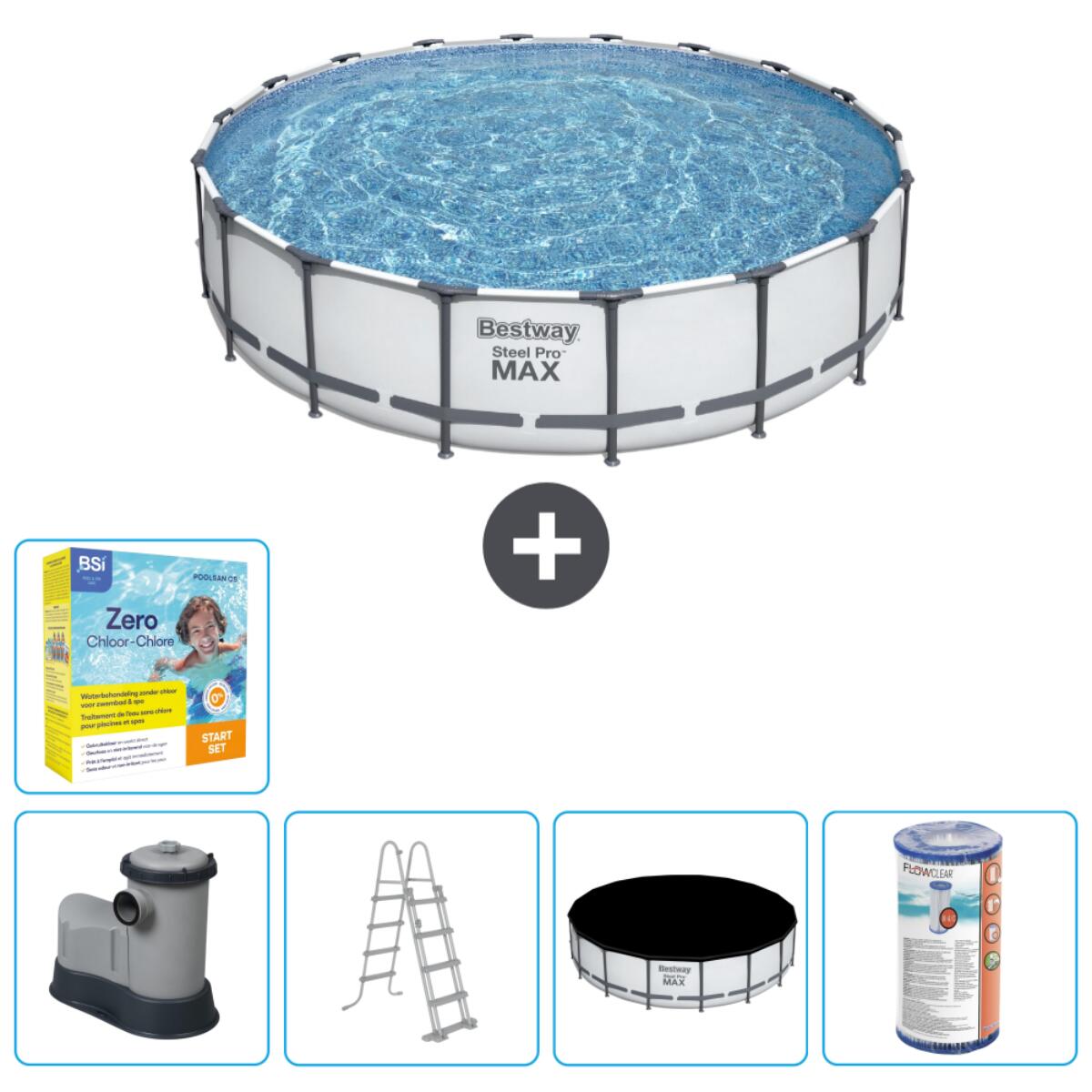 Bestway - Piscine Ronde Steel Pro Max - 549x122 Cm + Accessoires Cb33 - Piscine - Gris - Taille Unique - Decathlon