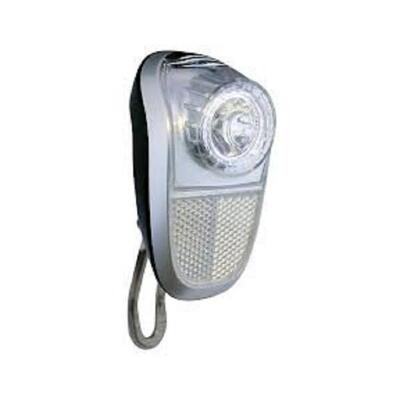Union led fiets koplamp met naafdynamo in zilver en zwart