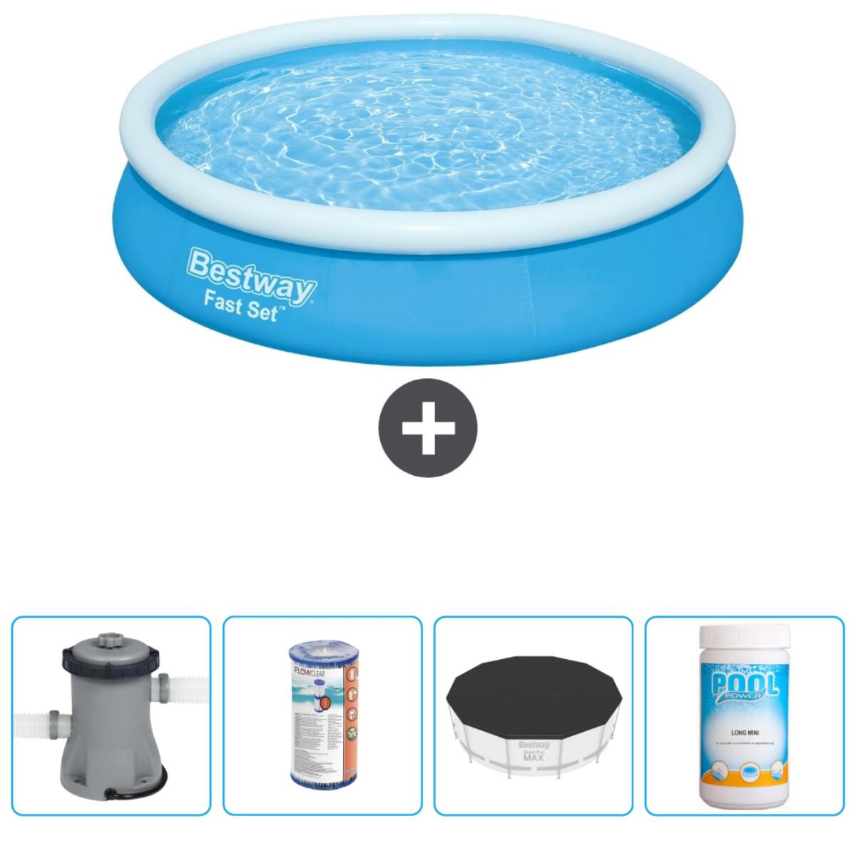 Bestway - Piscine Gonflable Ronde Fast Set - 366x76 Cm + Accessoires Cb51 - Piscine - Bleu - Taille Unique - Decathlon