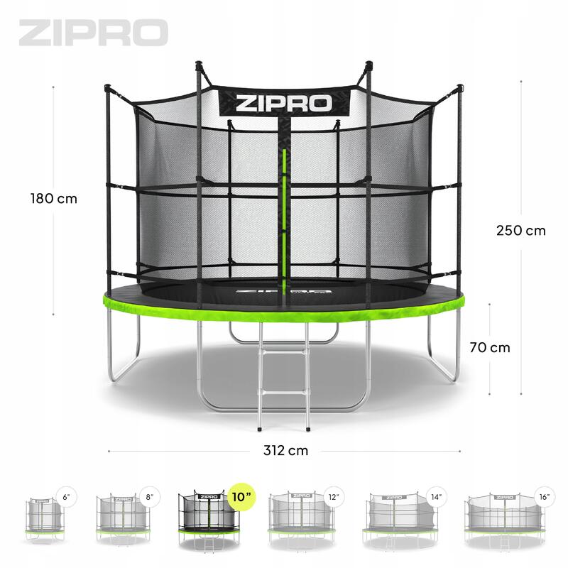 Trampolim redondo Zipro Jump Pro com rede de proteção interior 10FT 312 cm