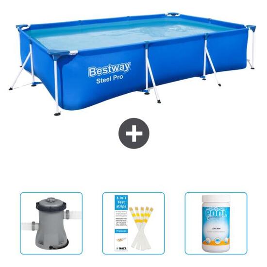 Piscine Rectangulaire Steel Pro - 300x201x66 cm + Accessoires CB37