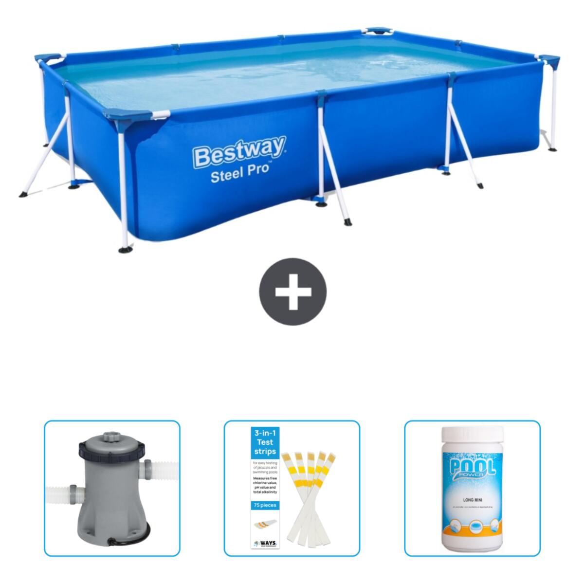 Bestway - Piscine Rectangulaire Steel Pro - 300x201x66 Cm + Accessoires Cb37 - Piscine - Bleu - Taille Unique - Decathlon