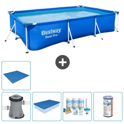 Piscine Rectangulaire Steel Pro - 300x201x66 cm + Accessoires CB11