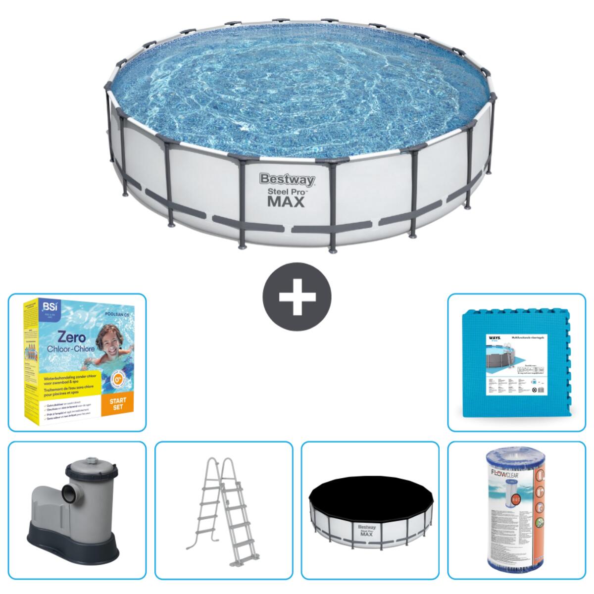 Bestway - Piscine Ronde Steel Pro Max - 549x122 Cm + Accessoires Cb34 - Piscine - Gris - Taille Unique - Decathlon