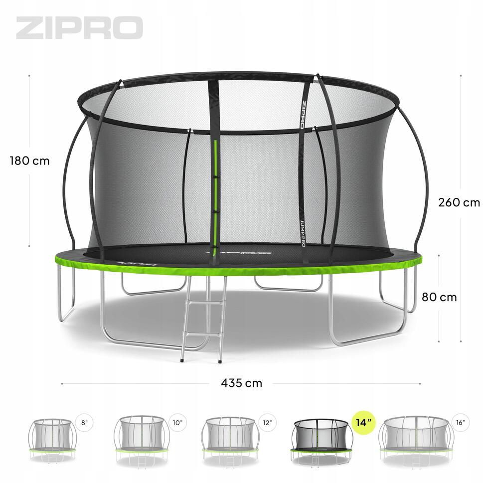 Trampolina ogrodowa Zipro Jump Pro Premium z siatką wewnętrzną 14FT 435cm