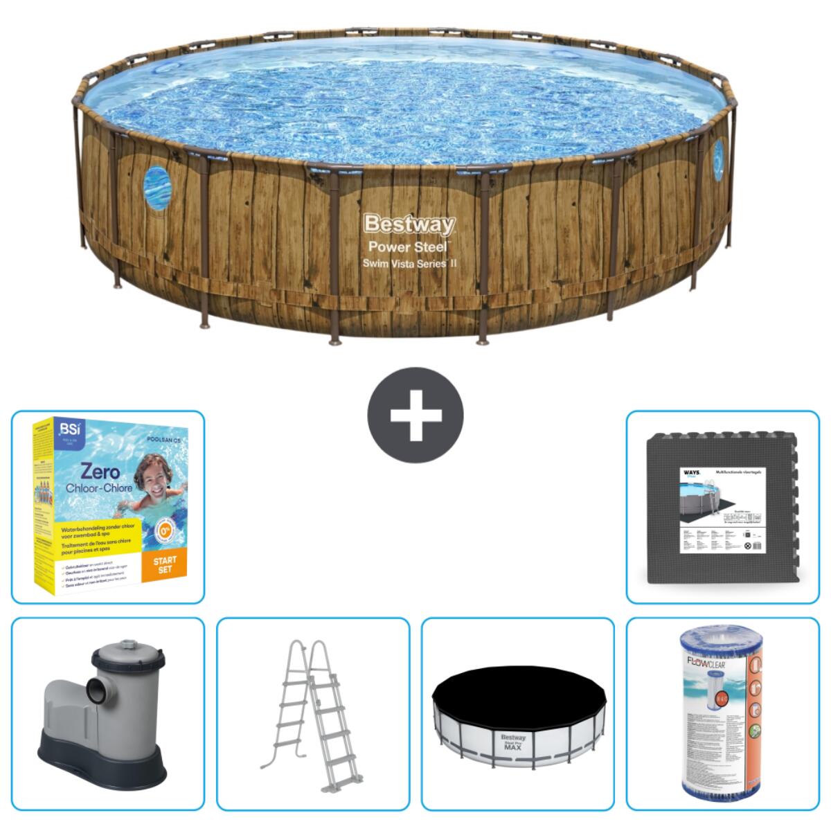 Bestway - Piscine Ronde Power Steel - 549x122 Cm + Accessoires Cb35 - Piscine - Marron - Taille Unique - Decathlon