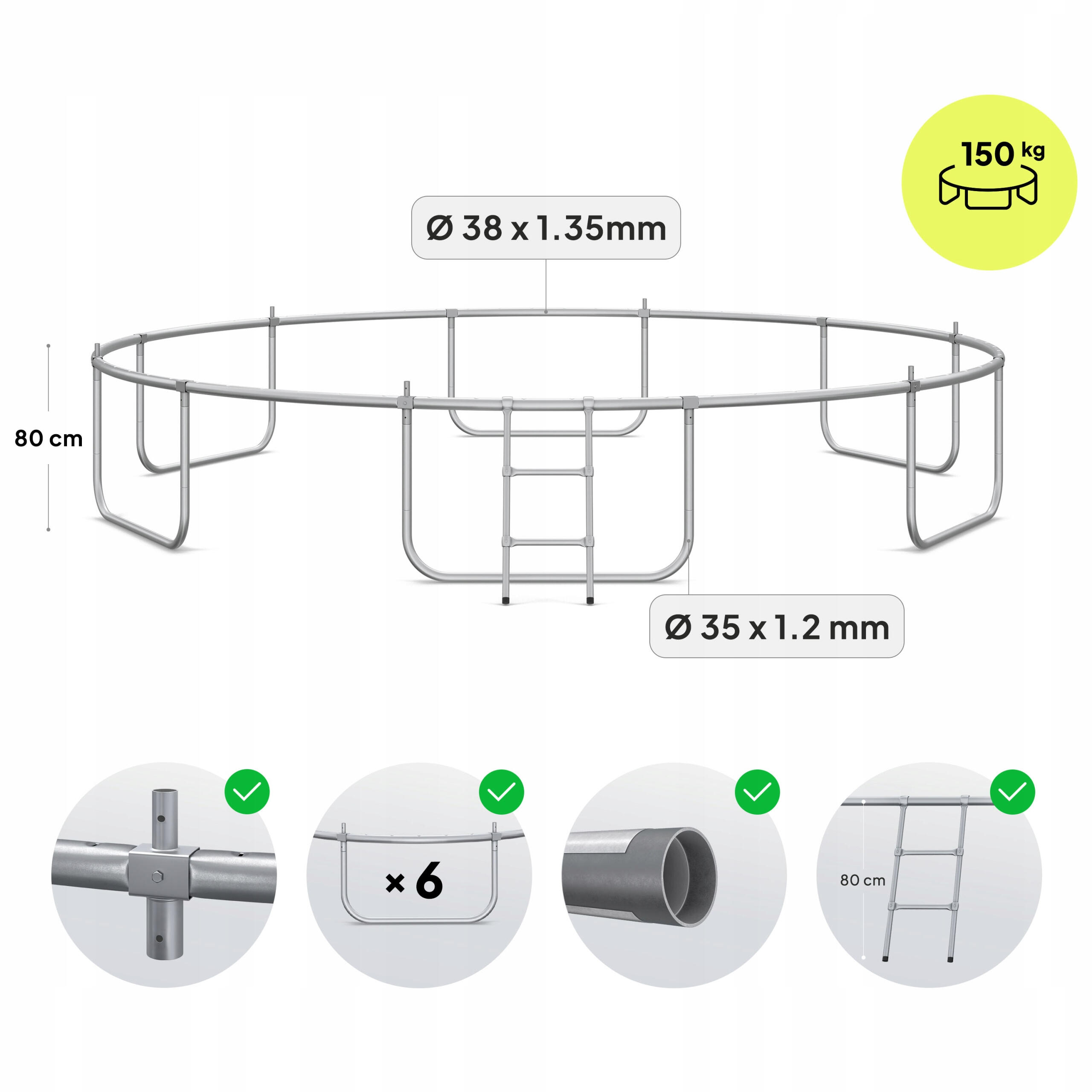 Trampoline ronde Zipro Jump Pro Premium - 14FT 435cm - met veiligheidsnet intern 7/7