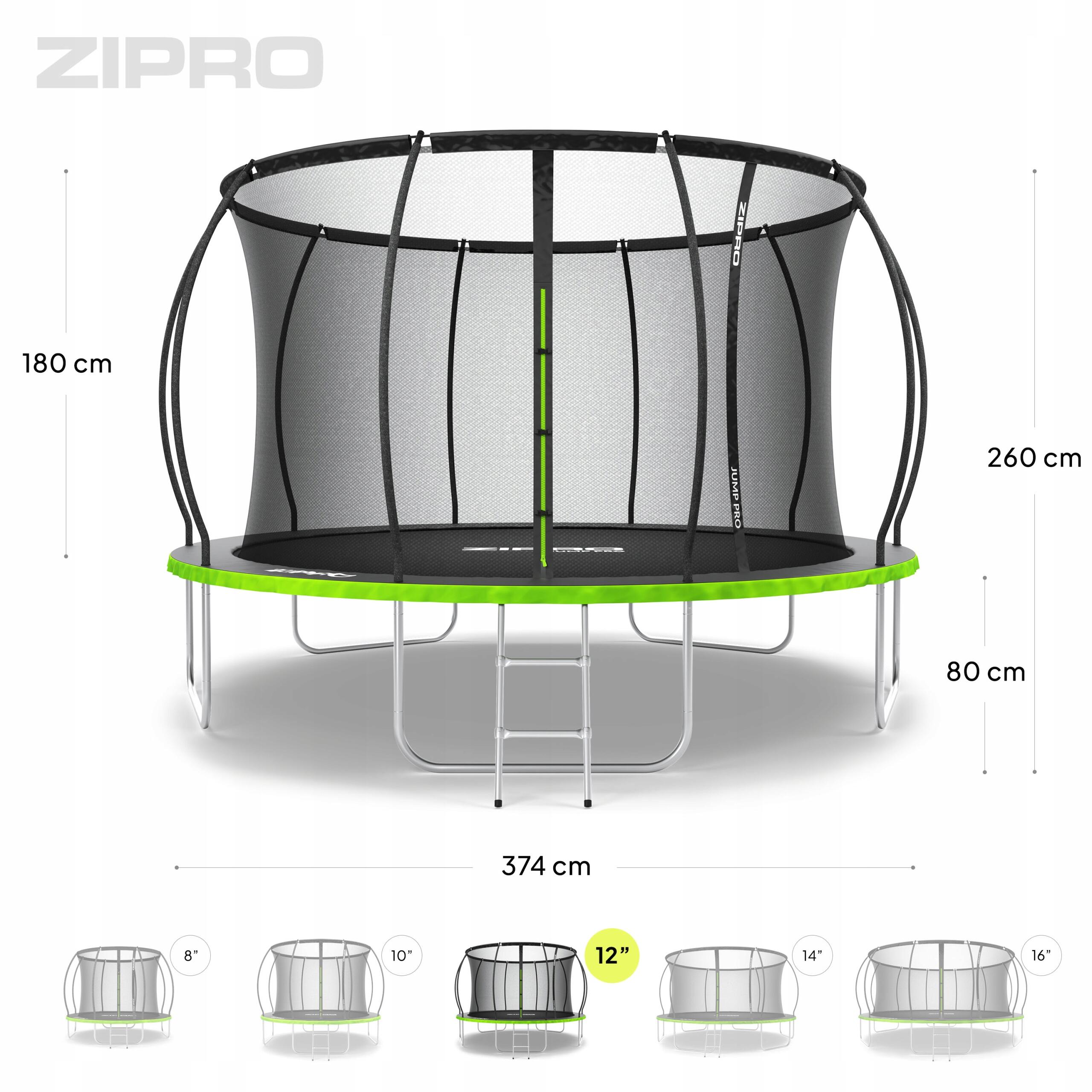 Trampoline ronde Zipro Jump Pro Premium - 12FT 374cm - met veiligheidsnet intern 2/7