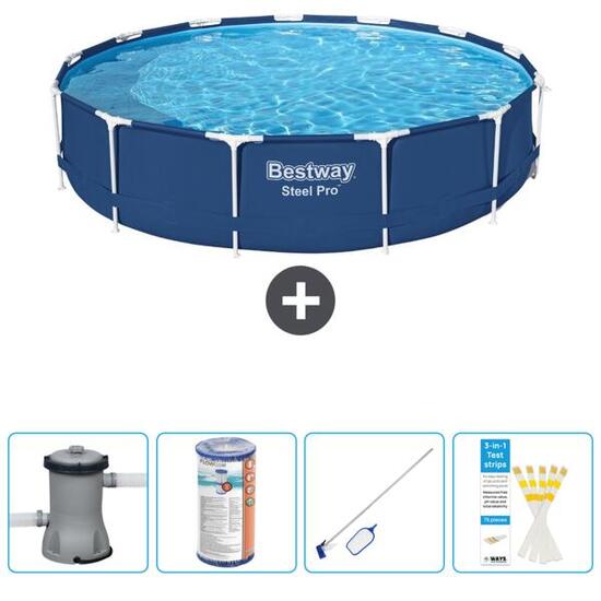 Piscine Ronde Steel Pro - 396x84 cm + Accessoires CB58