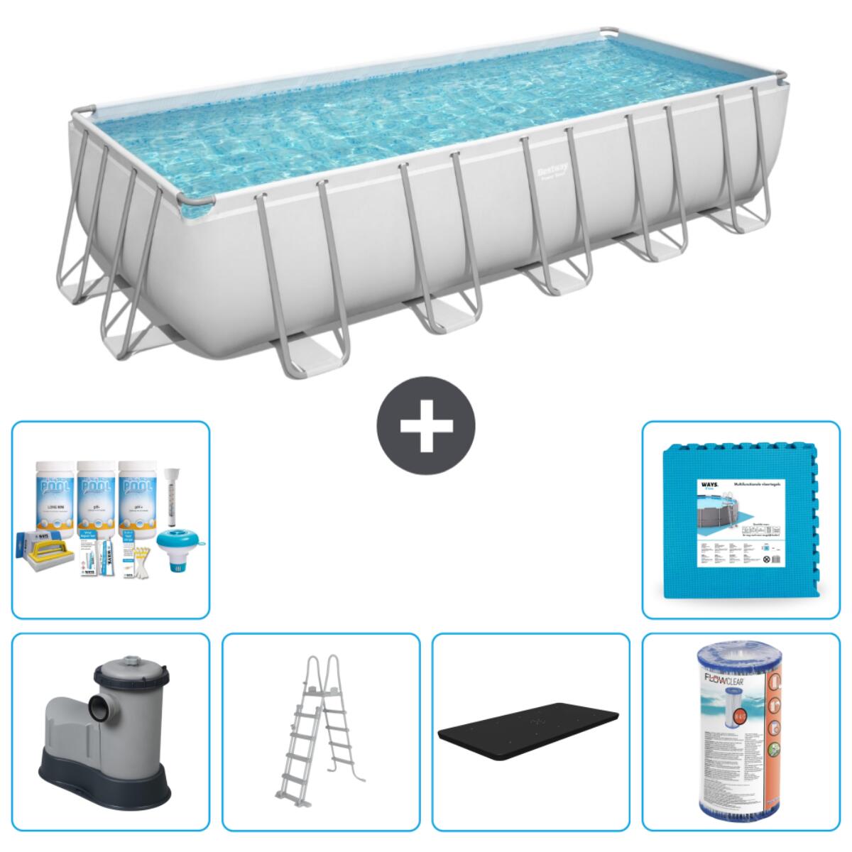 Bestway - Piscine Rectangulaire Power Steel - 640x274x132 Cm + Accessoires Cb30 - Piscine - Gris - Taille Unique - Decathlon