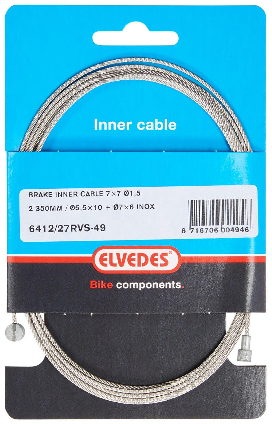 ELVEDES Elvedes Rem Binnenkabel 2250mm RVS V-nippel 6412 27RVS-49