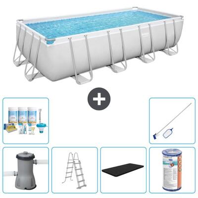 Bestway power steel rechthoekig - 488x244x122 cm + accessoires cb32