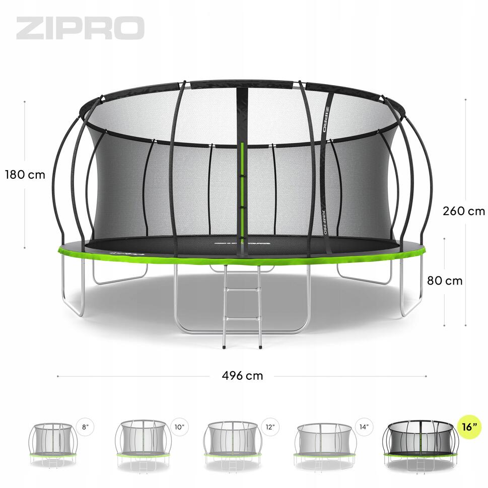 Trampolina ogrodowa Zipro Jump Pro Premium z siatką wewnętrzną 16FT 496cm