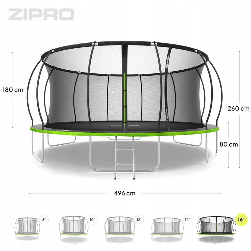 Trampolim redondo Zipro Jump Pro Premium rede de proteção interior 16FT 496 cm