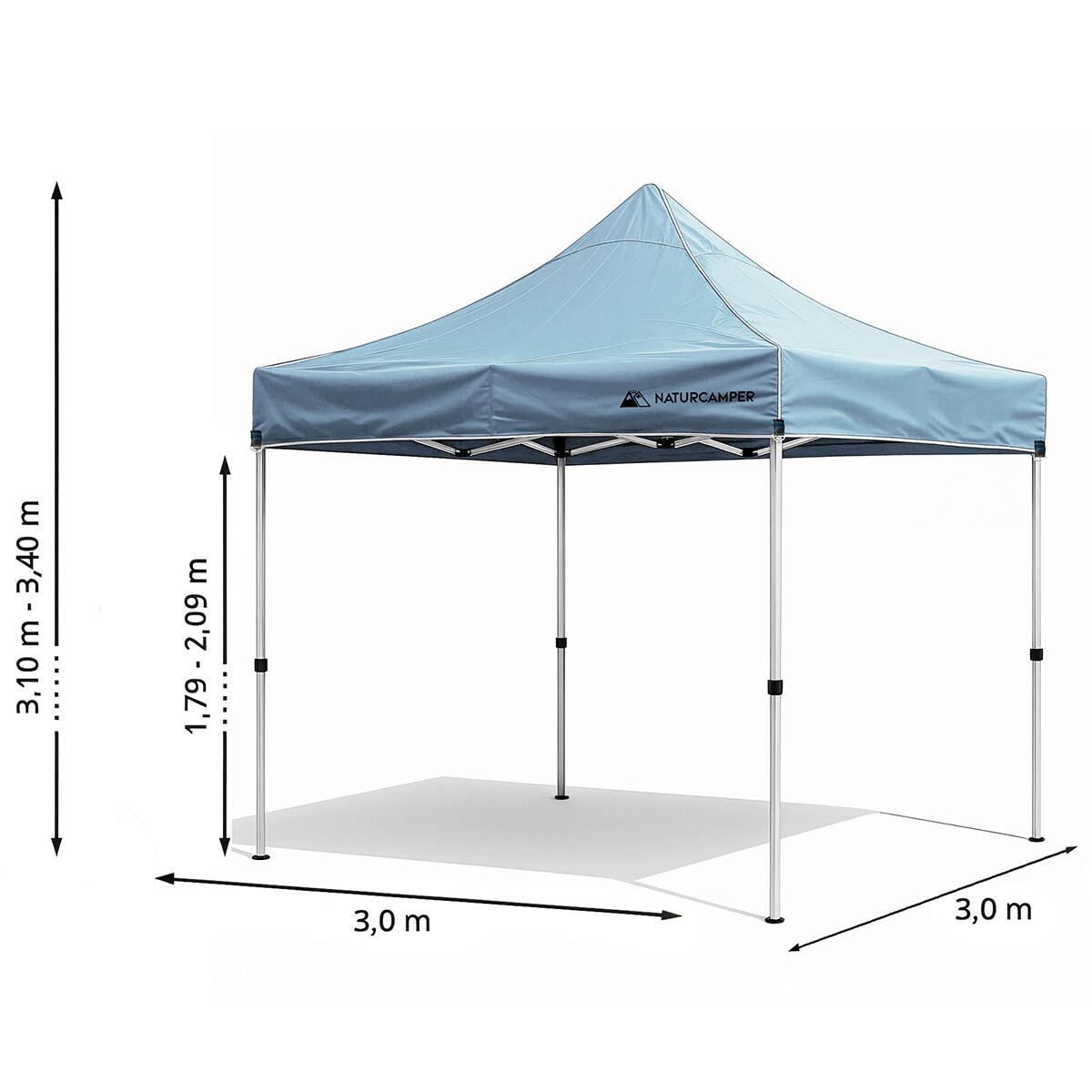 Faltpavillon 3x3m Grau Profi Sechskant Stahl Faltzelt Partyzelt wasserdicht 4/7