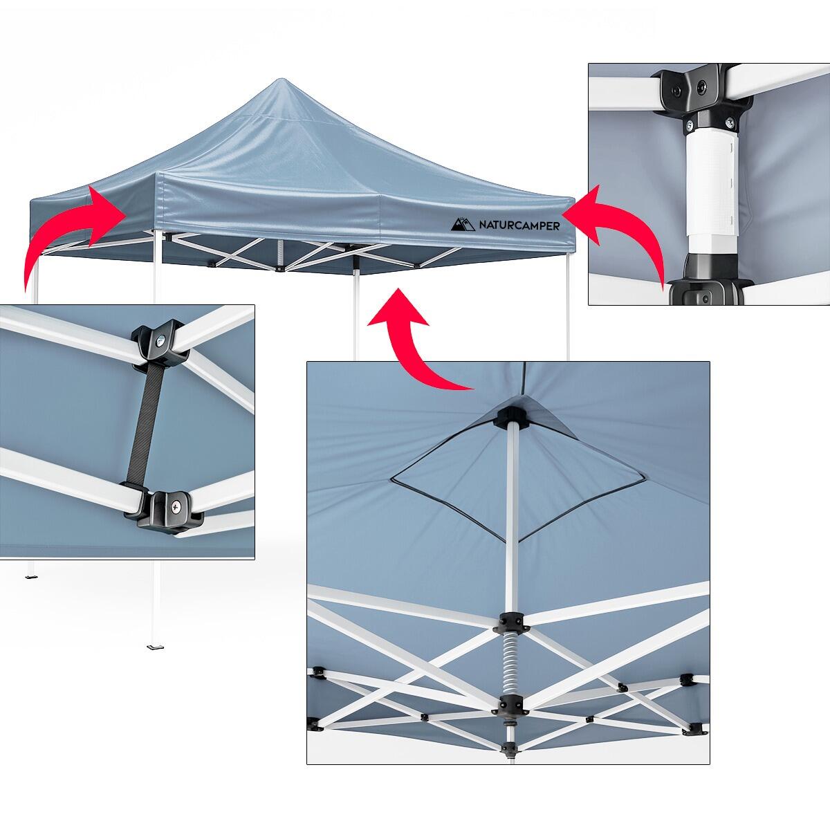 Faltpavillon 3x3m Grau Profi Sechskant Stahl Faltzelt Partyzelt wasserdicht 6/7