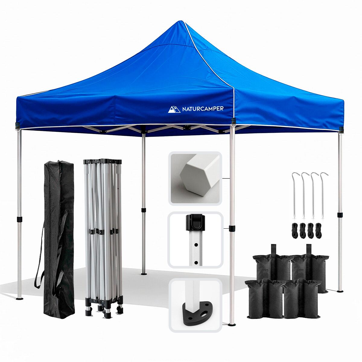 KOL OUTDOOR Tenda dobrável 3x3m Azul com barras hexagonais