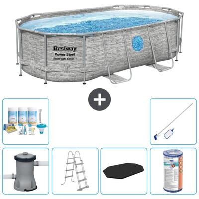 Bestway power steel ovaal - 427x250x100 cm + accessoires cb32