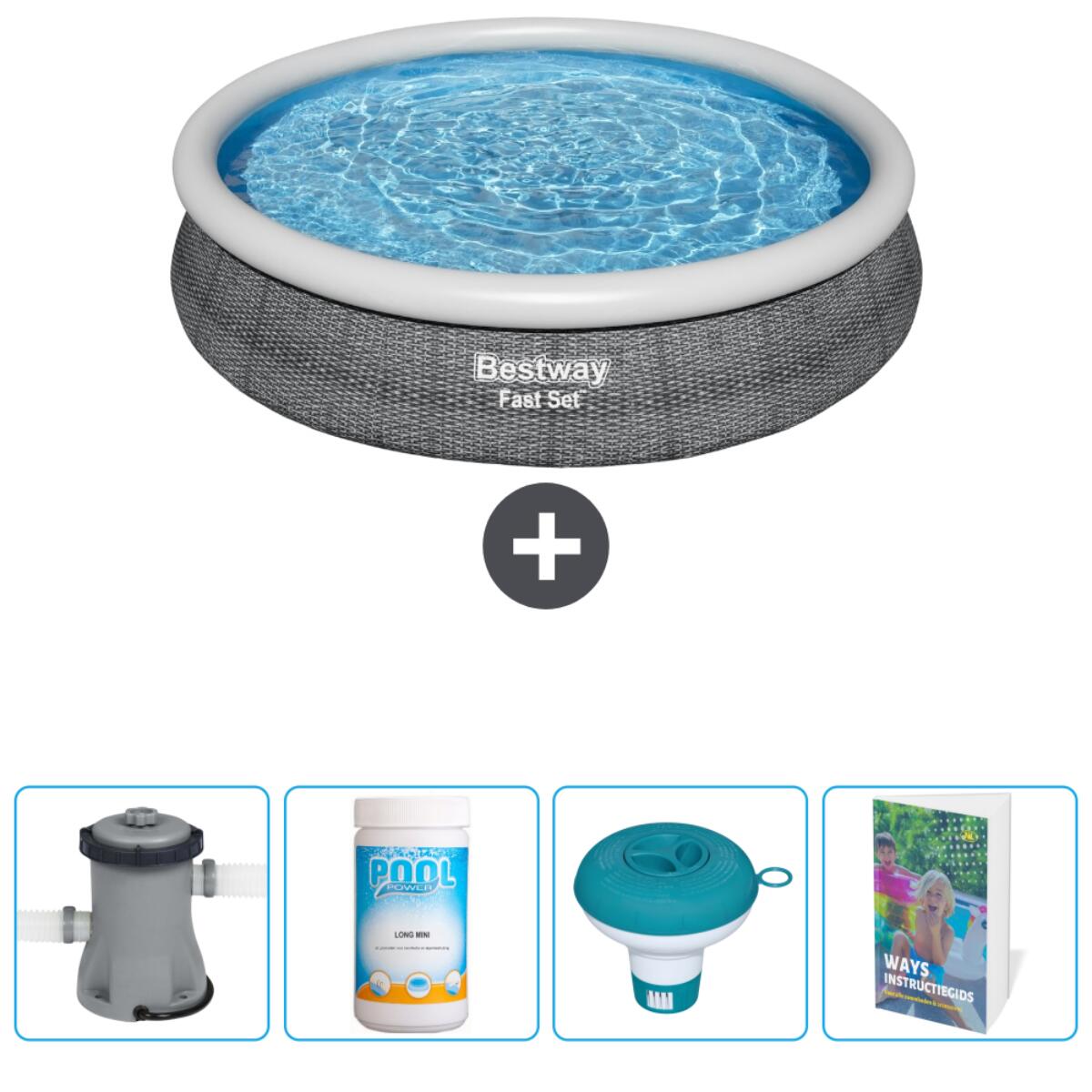 Bestway - Piscine Gonflable Ronde Fast Set - 366x76 Cm + Accessoires Cb67 - Piscine - Gris - No Size - Decathlon