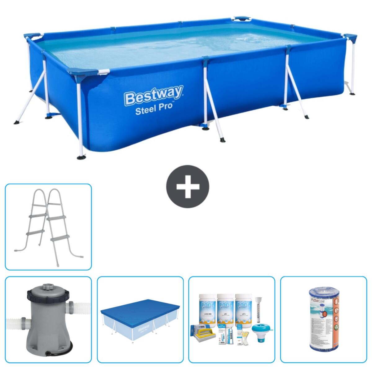 Bestway - Piscine Rectangulaire Steel Pro - 300x201x66 Cm + Accessoires Cb14 - Piscine - Bleu - Taille Unique - Decathlon