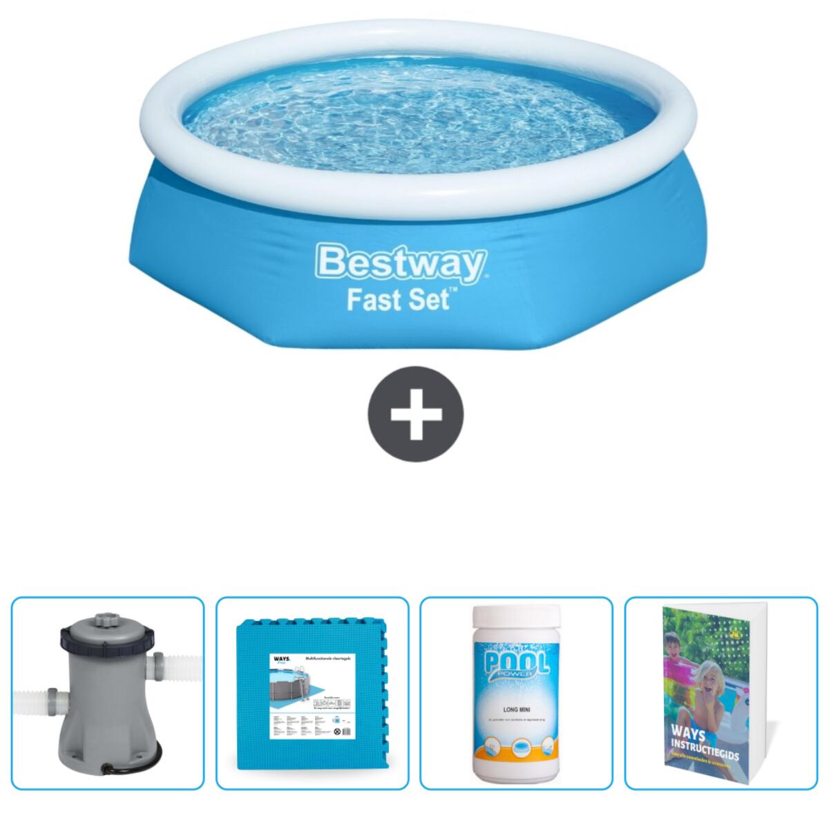 Piscine Gonflable Ronde Fast Set - 244x61 cm + Accessoires CB93 1/7