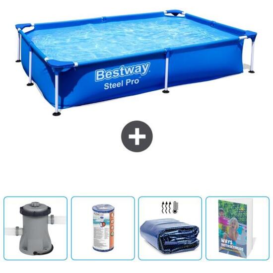 Piscine Rectangulaire Steel Pro - 221x150x43 cm + Accessoires CB81