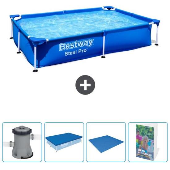 Piscine Rectangulaire Steel Pro - 221x150x43 cm + Accessoires CB80