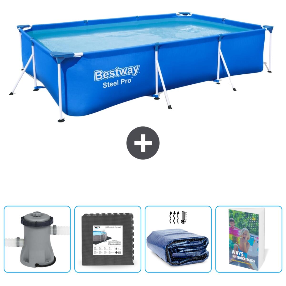 Piscine Rectangulaire Steel Pro - 300x201x66 cm + Accessoires CB68 1/6