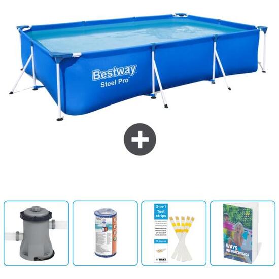 Piscine Rectangulaire Steel Pro - 300x201x66 cm + Accessoires CB86