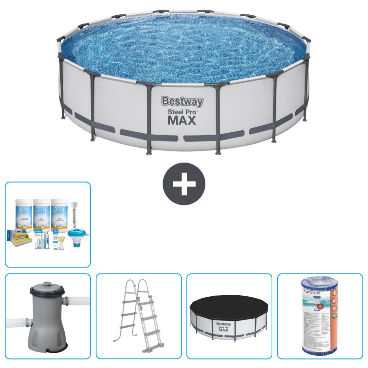 Bestway - Piscine Ronde Steel Pro Max - 427x122 Cm + Accessoires Cb29 - Piscine - Gris - Taille Unique - Decathlon