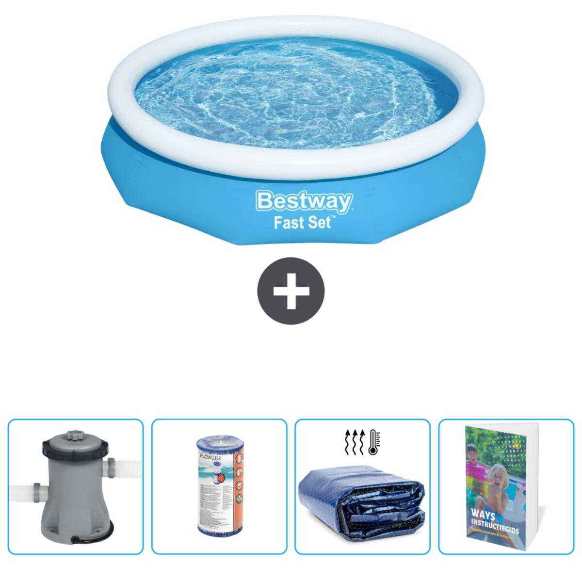 Piscine Gonflable Ronde Fast Set - 305x66 cm + Accessoires CB65 1/6