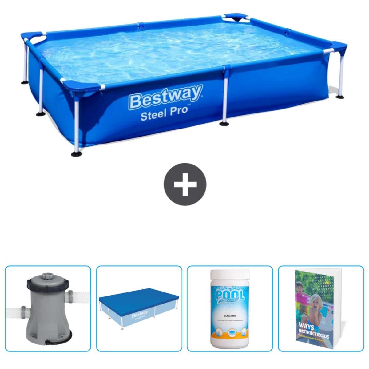 Bestway Steel Pro Rechthoekig - 221x150x43 cm + Accessoires CB79 1/7