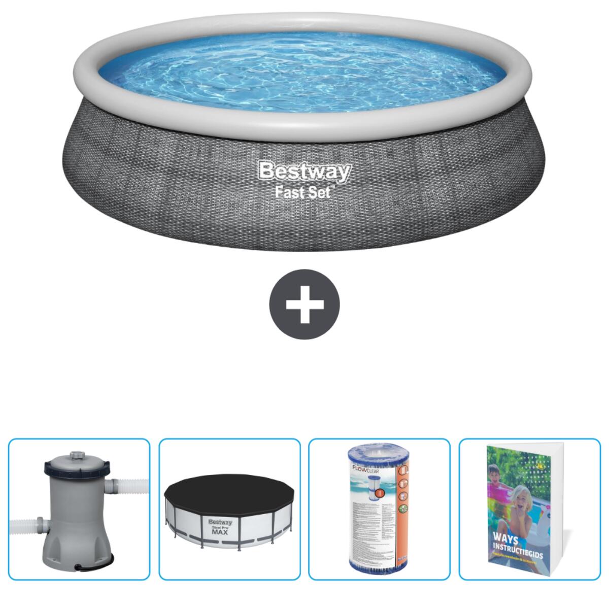 Bestway - Piscine Gonflable Ronde Fast Set - 457x84 Cm + Accessoires Cb74 - Piscine - Gris - No Size - Decathlon