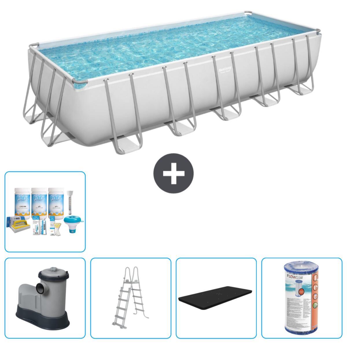 Bestway - Piscine Rectangulaire Power Steel - 640x274x132 Cm + Accessoires Cb29 - Piscine - Gris - Taille Unique - Decathlon