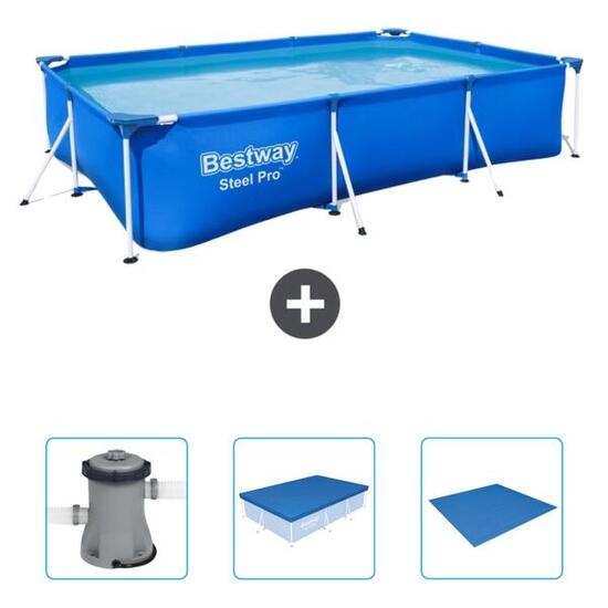 Piscine Rectangulaire Steel Pro - 300x201x66 cm + Accessoires CB40
