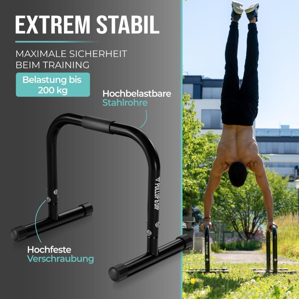 Fitness Parallettes aus Stahl, extra breiter Griff & rutschfest 3/8