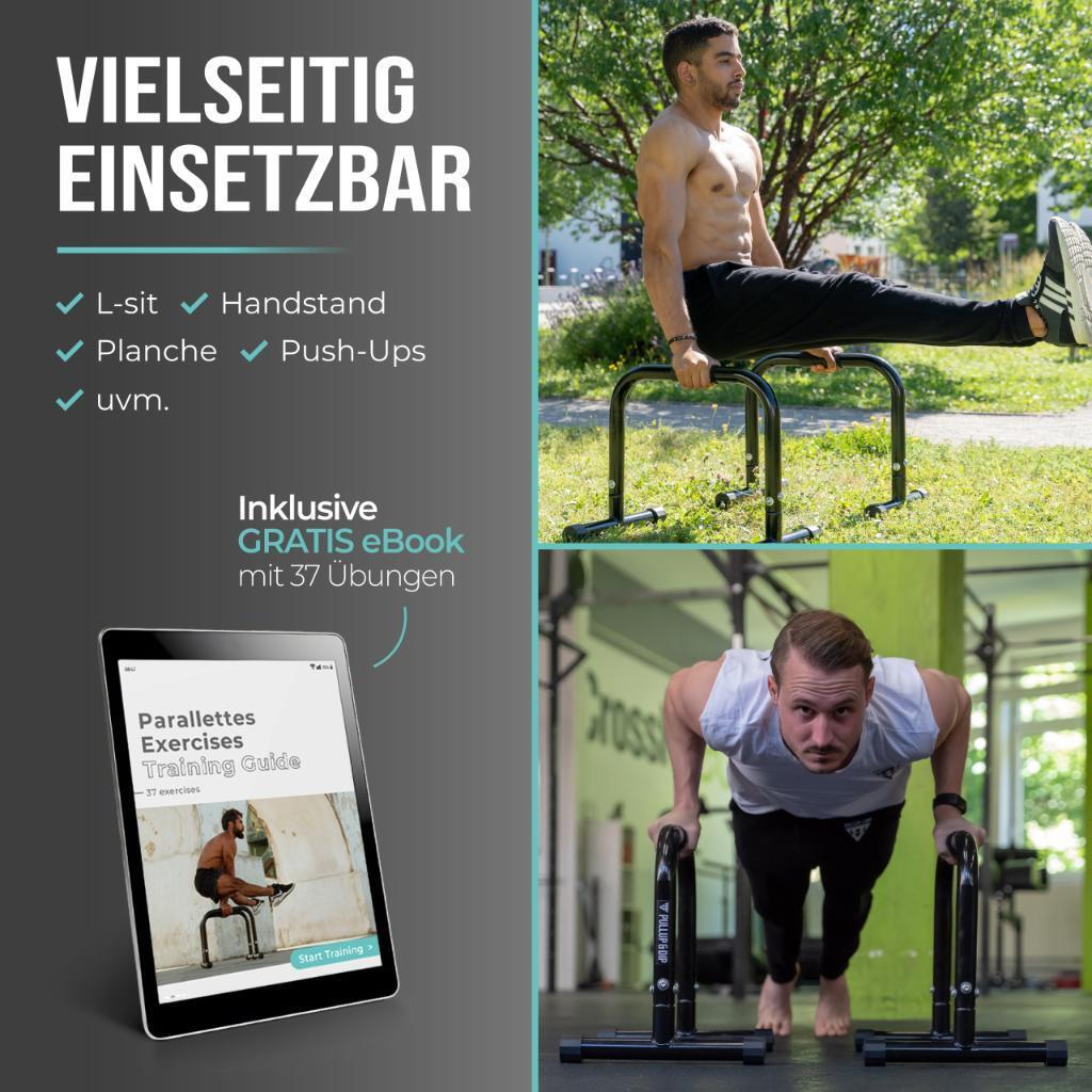 Fitness Parallettes aus Stahl, extra breiter Griff & rutschfest 6/8