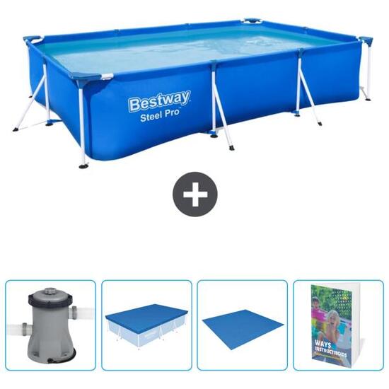 Piscine Rectangulaire Steel Pro - 300x201x66 cm + Accessoires CB80
