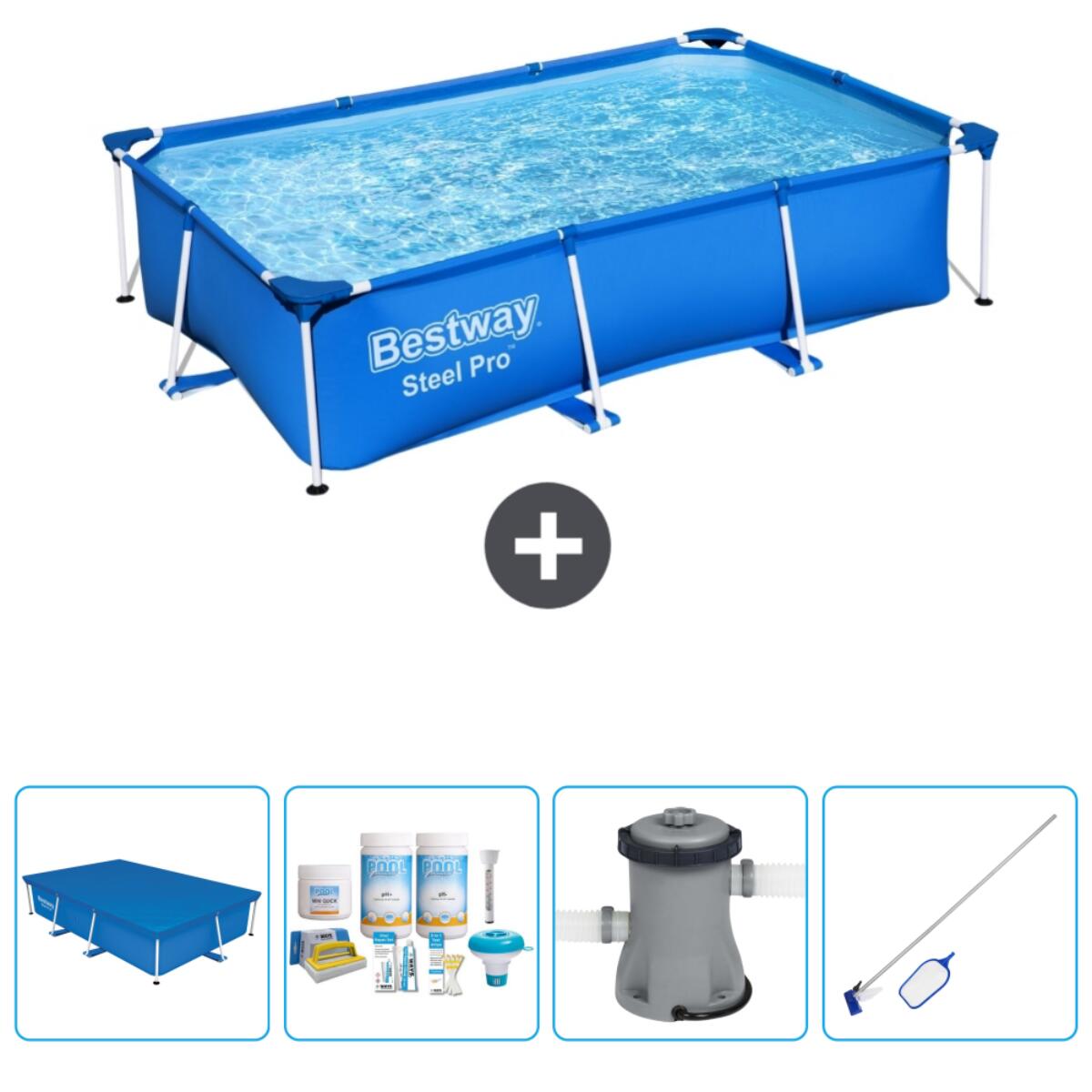 Bestway - Piscine Rectangulaire Steel Pro - 259x170x61 Cm + Accessoires Cb5 - Piscine - Bleu - Taille Unique - Decathlon