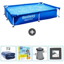 Piscine Rectangulaire Steel Pro - 221x150x43 cm + Accessoires CB8