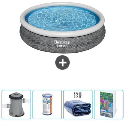 Piscine Gonflable Ronde Fast Set - 366x76 cm + Accessoires CB65